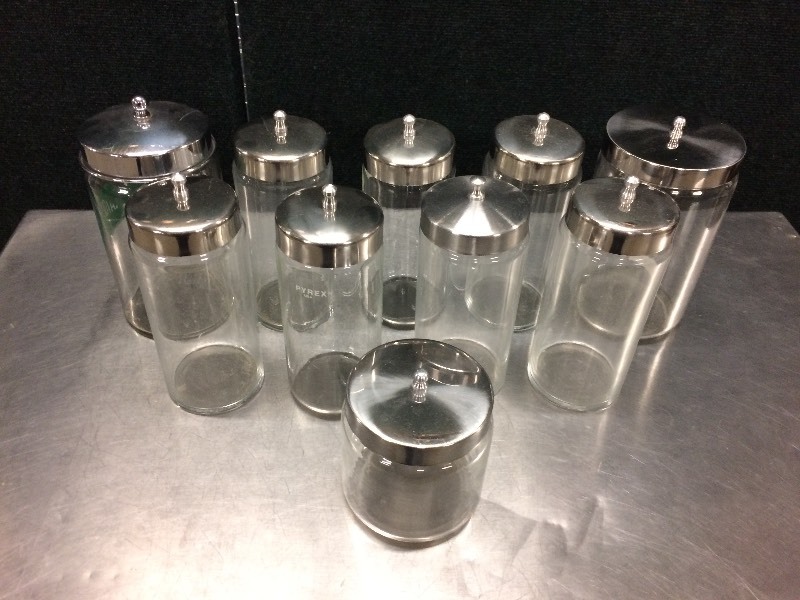lot 10 image: Lot #1 Medical Sundry Storage Glass Jars - Excellent Condition