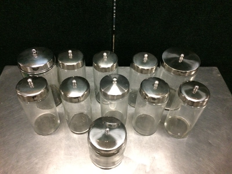 lot 11 image: Lot #2 Medical Sundry Storage Glass Jars - Excellent Condition