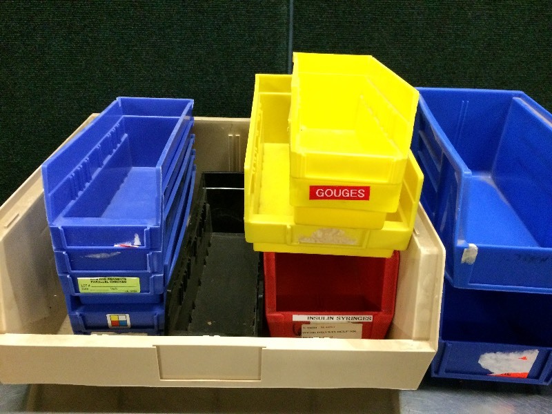 lot 15 image: Mixed Lot Of Medical Storage Bins - Cart Not Included