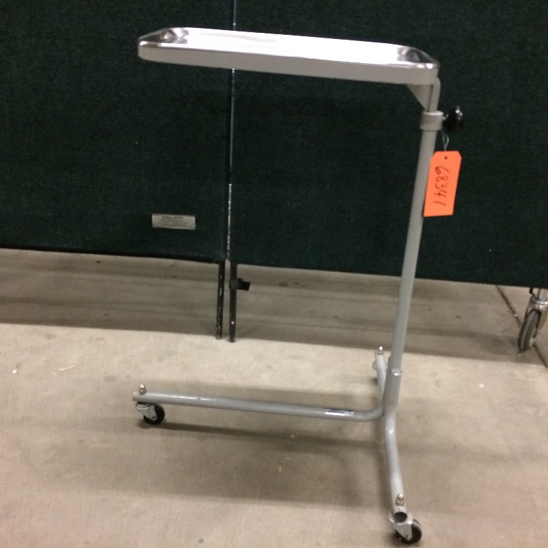 lot 21 image: Portable Mobile Medical Mayo Surgical Instrument Stand Tray Stainless Height Adjustable Plus Tray Is Removable - Very Expensive Even When Purchased Used - Super Condition
