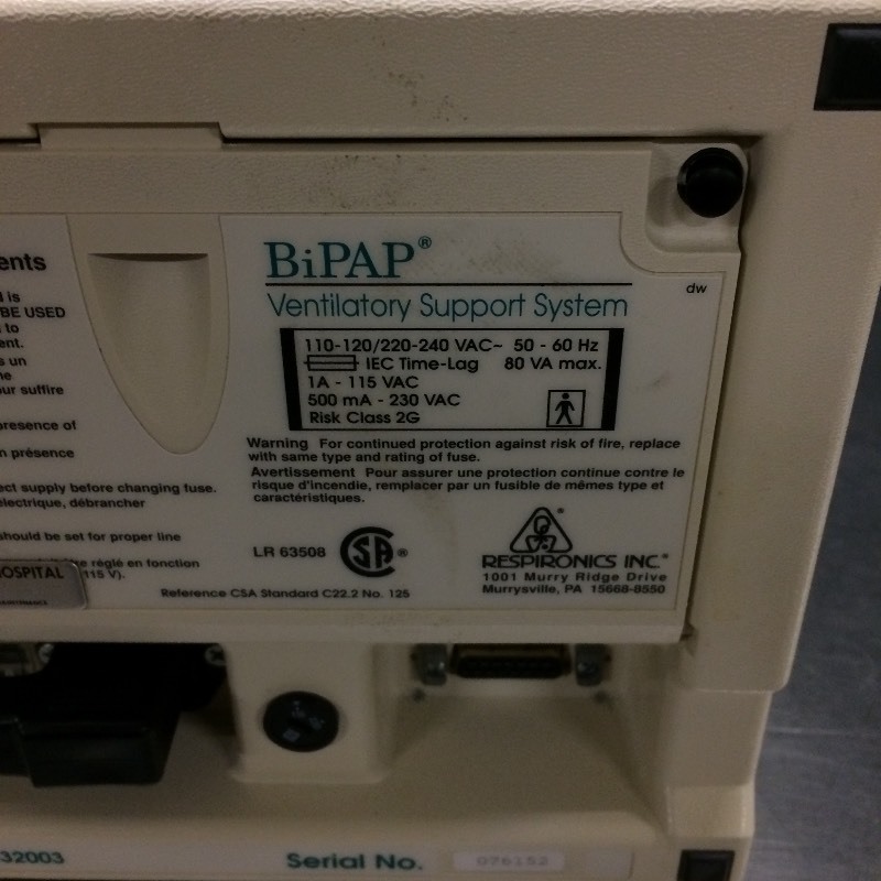 lot 36 image: Respironics 332003 BiPAP ST-D Airway Ventilator Management System - Excellent Working Condition Aids Oxygenation & Ventilation in cases of Sleep Apnea or Ventilatory Muscle Fatigue