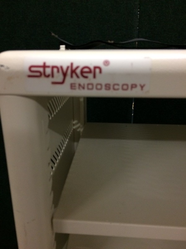 lot 39 image: Stryker Endoscopy Medical Mobile Multi-Specialty Video Cart With 4 Adjustable Shelves - Super Nice Condition