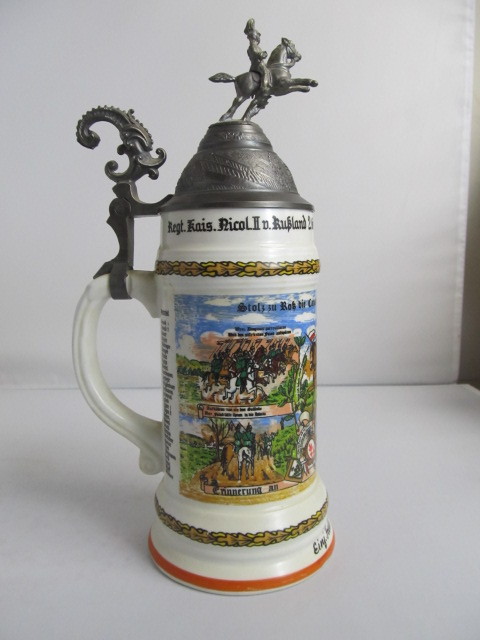 lot 33 image: Vintage German Regimental Lithophane Beer Stein #1