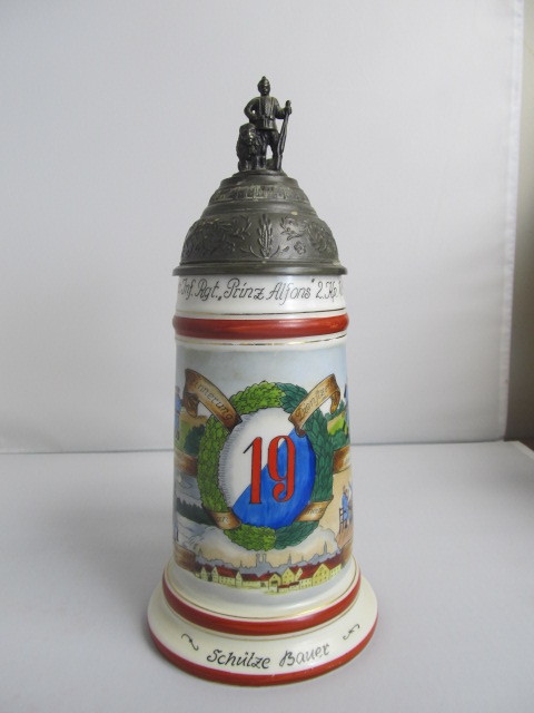 lot 35 image: Vintage German Regimental Lithophane Beer Stein #3
