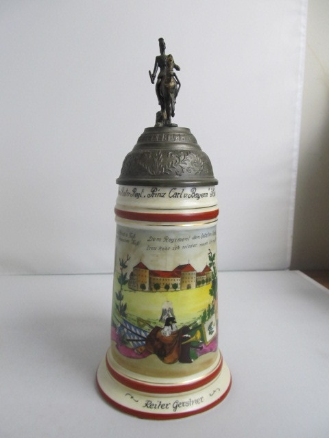 lot 37 image: Vintage German Regimental Lithophane Beer Stein #5