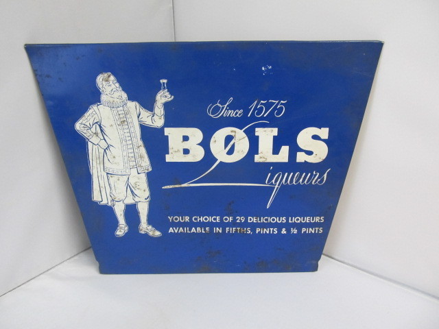 lot 60 image: Orig Vintage 1950s BOLS Metal Liquor Store Door Push Sign