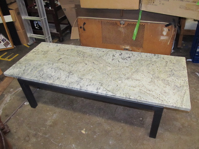 lot 89 image: NICE Solid Marble 6 Coffee Table wMetal Base