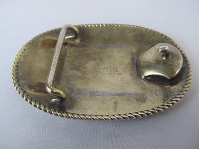 CRUMRINE vintage Belt Buckle 22 K gold on sterling silver. 
