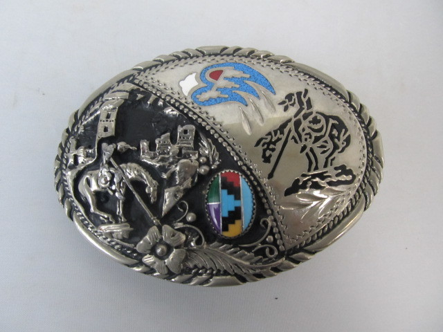 lot 104 image: NICE Vintage SSI Southwestern Belt Buckle End Of The Trail