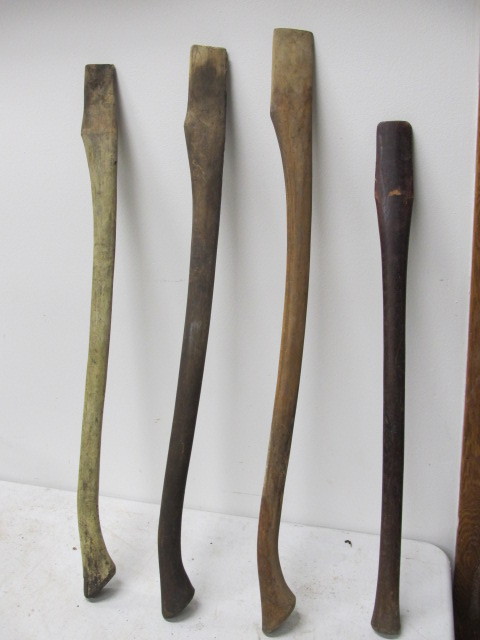 lot 136 image: 4 Antique Vintage Axe Handles