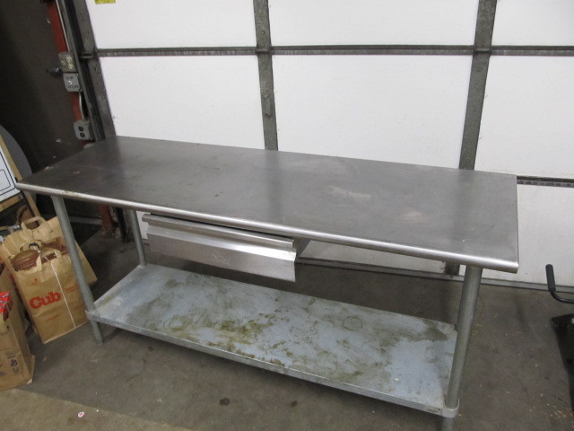 lot 144 image: 6 Stainless Steel Advance Tabco Work Table wDrawer
