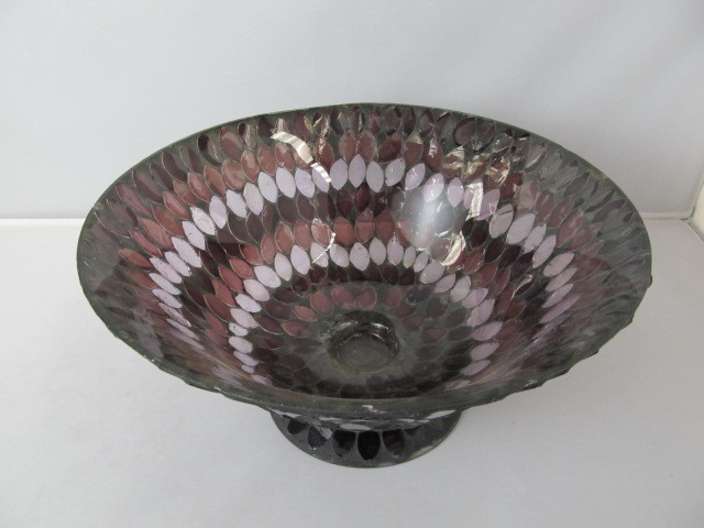 lot 159 image: Vintage Stained Glass Footed Bowl