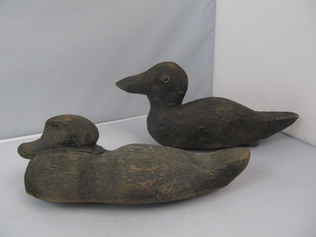 lot 11 image: 2 Antique Carved Wood Duck Decoys
