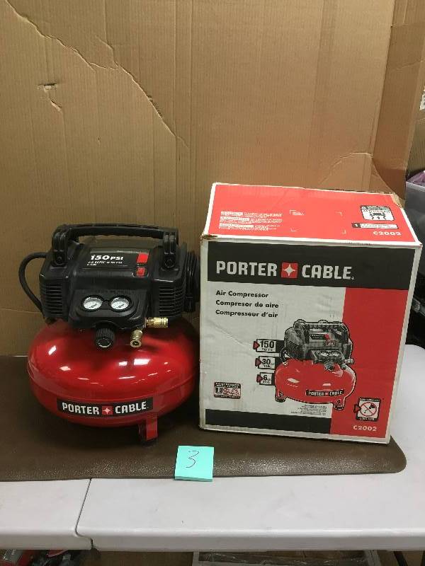Porter-Cable C2002 0.8 HP 6 Gallon Oil-Free Pancake Air Compressor in like new condition