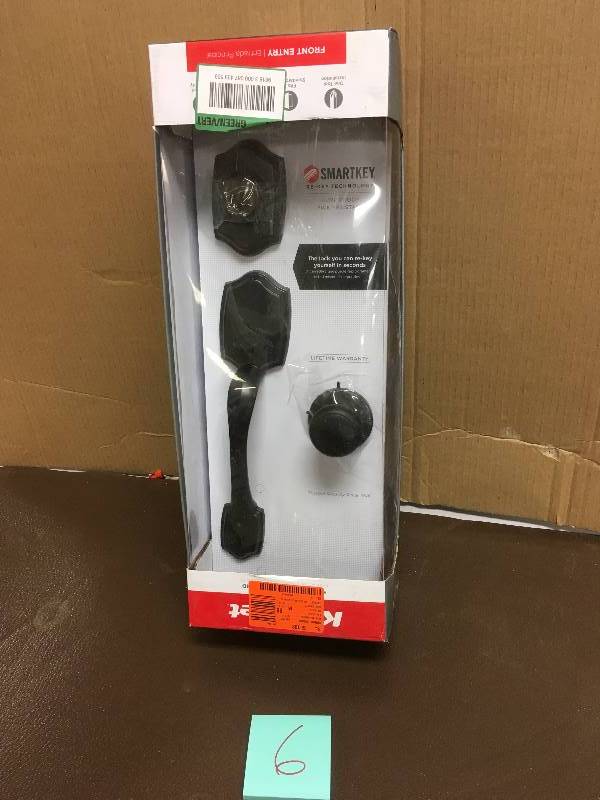 Kwikset Belleview Single Cylinder Venetian Bronze Handleset with Cove Knob Featuring Smartkey open box never used