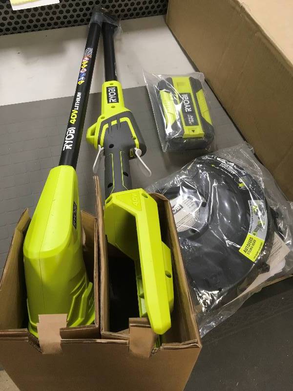 Ryobi 40-Volt Lithium-Ion Cordless String Trimmer - 1.5 Ah Battery and Charger Included