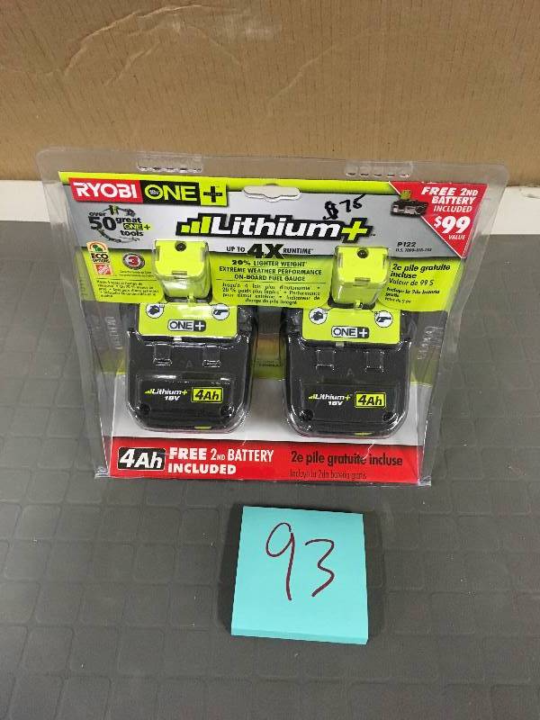 Ryobi 18-Volt One Lithium-Ion High Capacity Lithium Battery Pack 4.0 Ah
