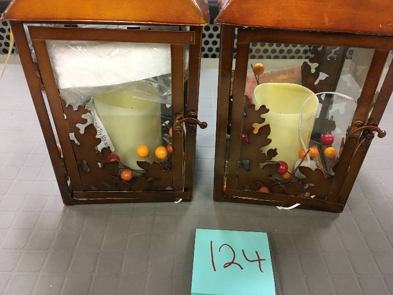 Home Accents Holiday Small Harvest Lantern LED Candle Fall Decoration 13 in. - Lot of 2