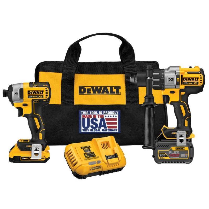 DEWALT FLEXVOLT 60-Volt and 20-Volt MAX Lithium-Ion Cordless Brushless Combo Kit (2-Tool) w 2Ah and 6Ah Batteries and Charger  Model#  DCK299D1T1 open box never used