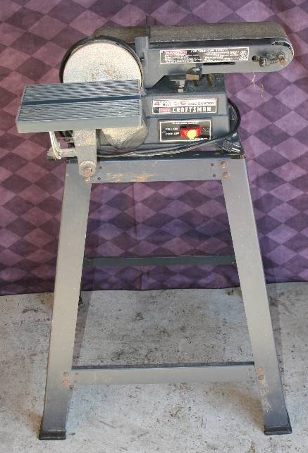 Belt and Disc Sander on Metal Stand