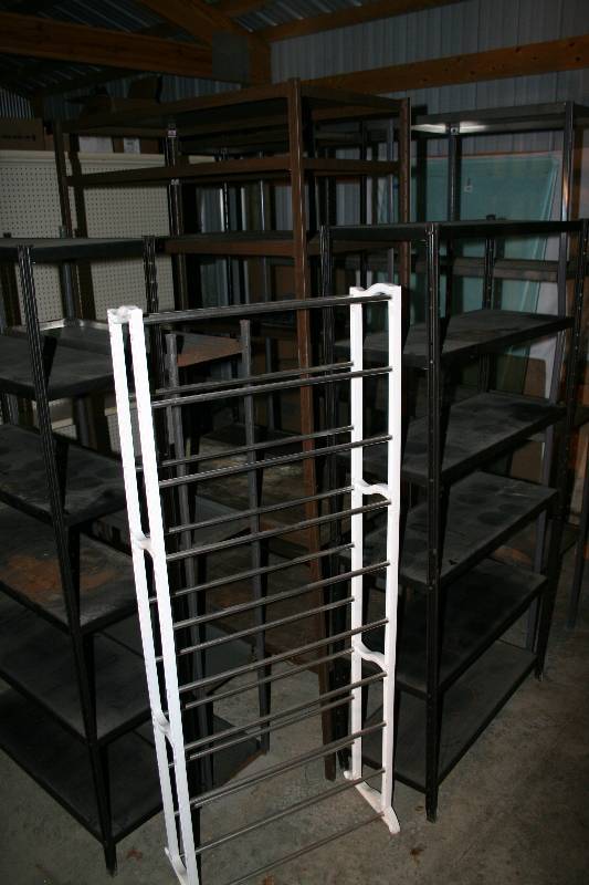 Metal shelves and a Shoe Rack