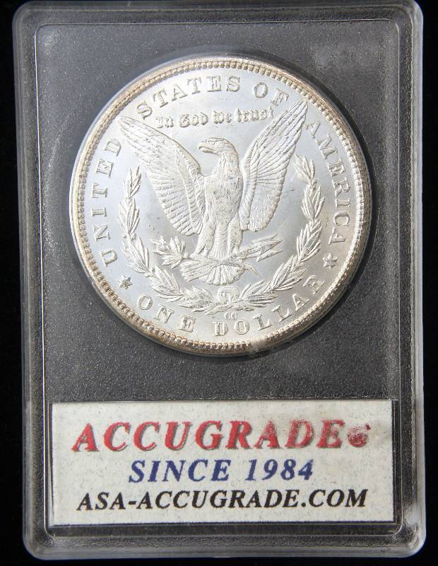 lot 02 image: 1883-CC CARSON CITY MORGAN SILVER DOLLAR MS65 OLD ACG HOLDER