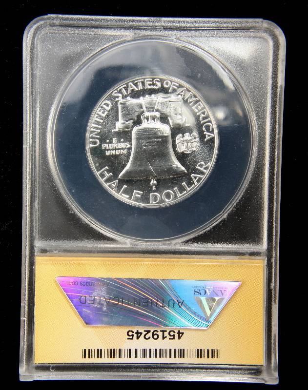 lot 17 image: 1962 PROOF FRANKLIN SILVER HALF DOLLAR PF66 ANACS