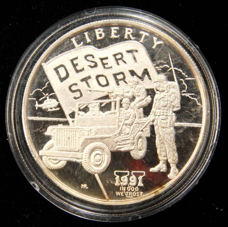 1 Troy Oz 999 Fine Silver 1991 Desert Storm Round In Airtite Jan 10th Rare Coin Auction K Bid