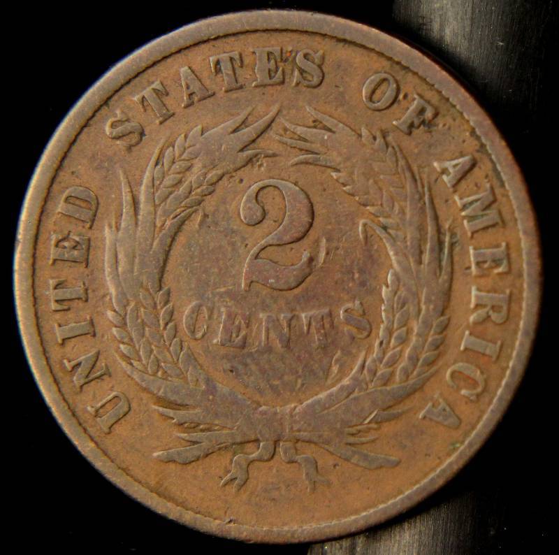 lot 26 image: 1865 US TWO CENT PIECE VG
