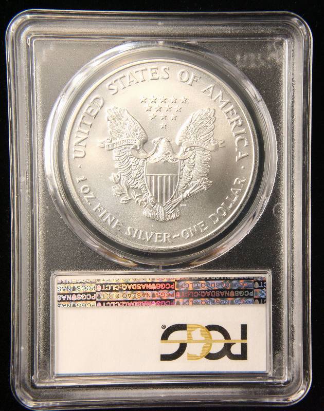 lot 41 image: 2002 AMERICAN SILVER EAGLE 1 TROY OZ. .999 FINE SILVER MS69 PCGS