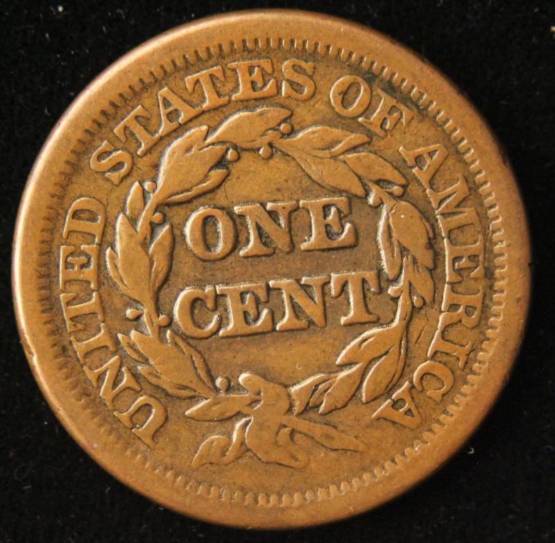 lot 42 image: 1851 US BRAIDED HAIR LARGE CENT FINE