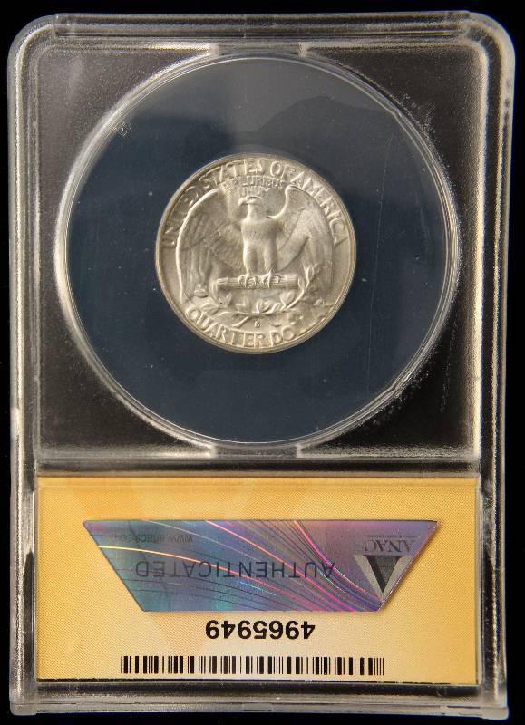 lot 57 image: 1954-S WASHINGTON SILVER QUARTER MS66 ANACS