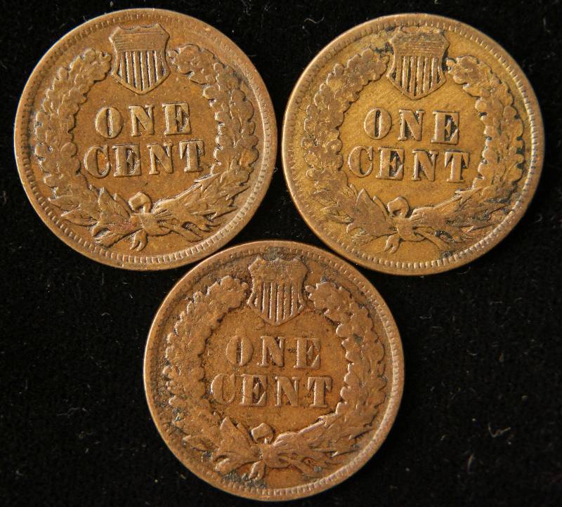 lot 71 image: 3 INDIAN HEAD CENTS 1903, 1905, & 1907 G-VG