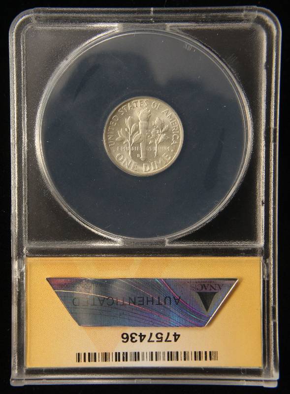 lot 72 image: 1950-S ROOSEVELT SILVER DIME MS64 ANACS