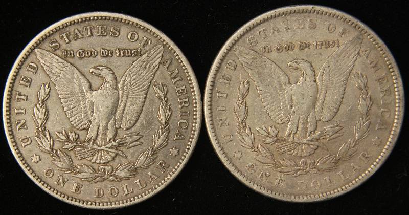 lot 80 image: 1889 & 1900 MORGAN SILVER DOLLARS VF