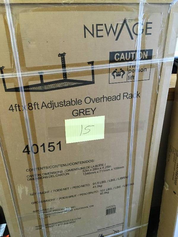 NewAge 4ft. X 8ft. Adjustable Overhead Storage Rack (Gray) New