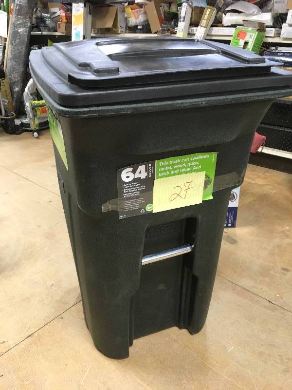 Toter Wheeled Trash Can 64 Gal. Polyethlene Granite, Green,Stone New
