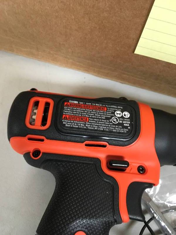 Black and Decker BDCD1112C 12volt max Drill not used