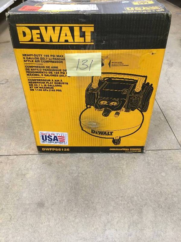 DEWALT Pancake Air Compressor, 6 Gallon, 165 PSI (DWFP55126