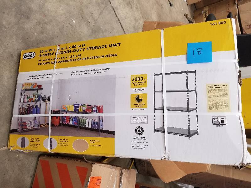 lot 18 image: Edsal 36 in x 8 in x 60 in 4 Shelf Medium Duty Storage Unit not used