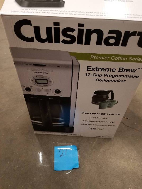 lot 21 image: Cuisinart Extreme Brew 12 Cup Programmable Coffeemaker open box in like new condition