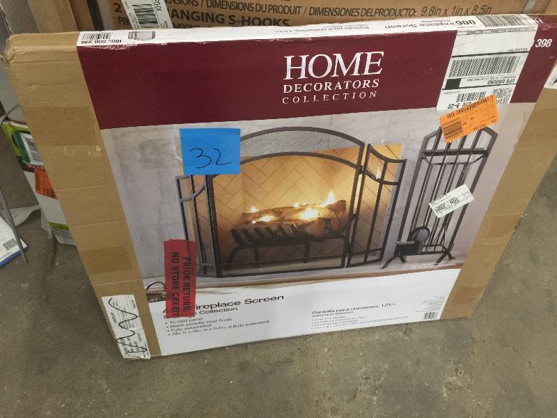 lot 32 image: Home Decorators Colletion Salishan 3 Panel Fireplace Screen open box in new condition