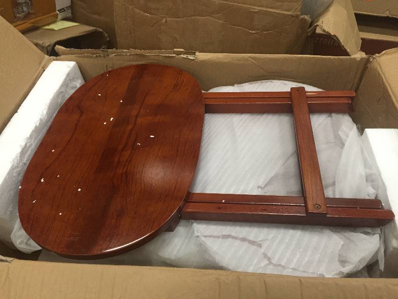 lot 40 image: open box in new conditionOrental Furniture 17 in. x 11 in. Rosewood TV Tray in Honey (4 pack)