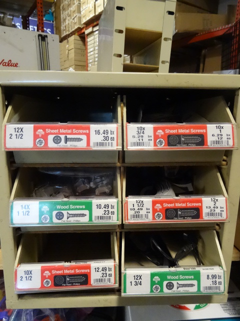 6 drawer hardware bin with misc har...