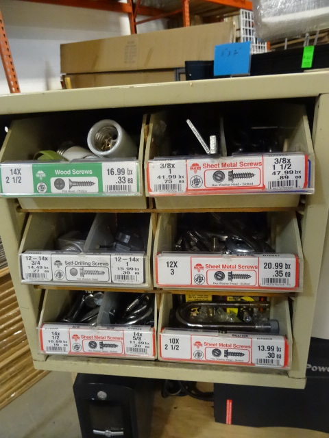 6 drawer bin with misc hardware...