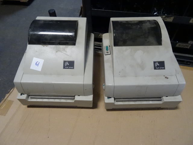 2 Zebra TLP2742 label printers. No ...
