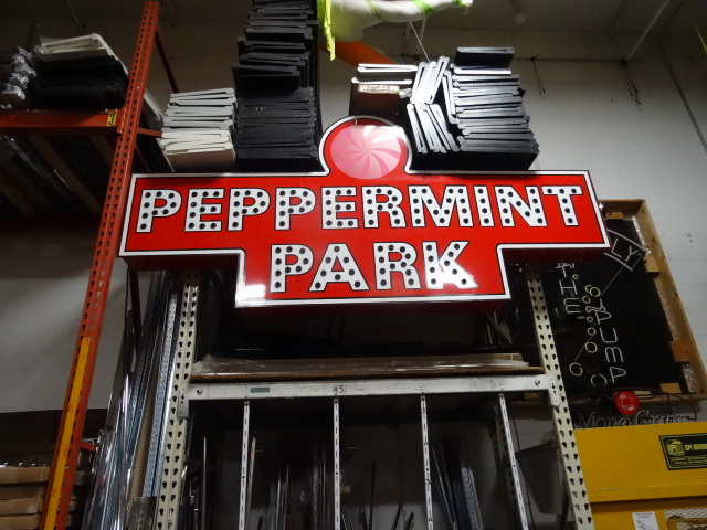 Peppermint Park Lighted sign. 96 x 44