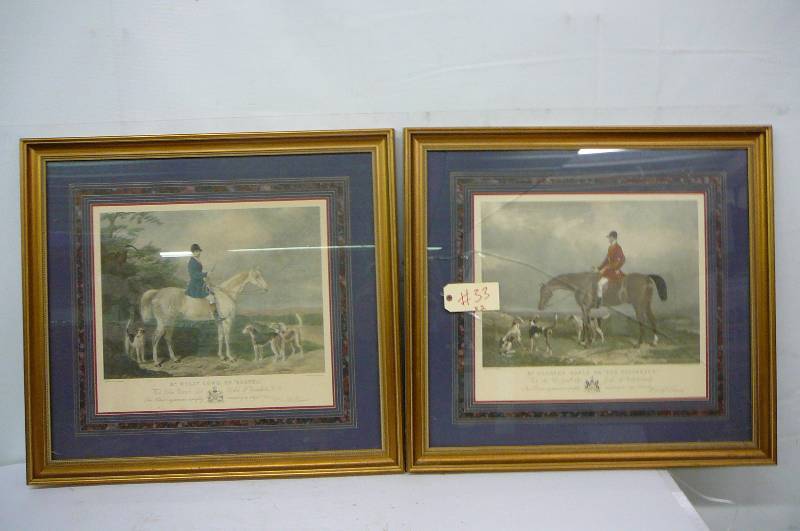 lot 33 image: Framed Prints By W&H Berran 1-Mr Will m Long on Bergan, 1-Air Charles Davis on The Traverser Glass Broken 32 x 29 12