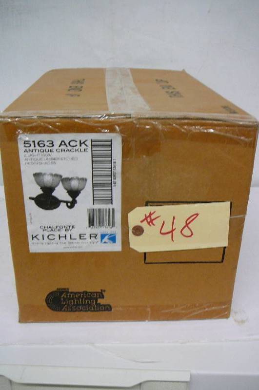 lot 48 image: Light Fixture Antique crackle 2 Light 100w In Box