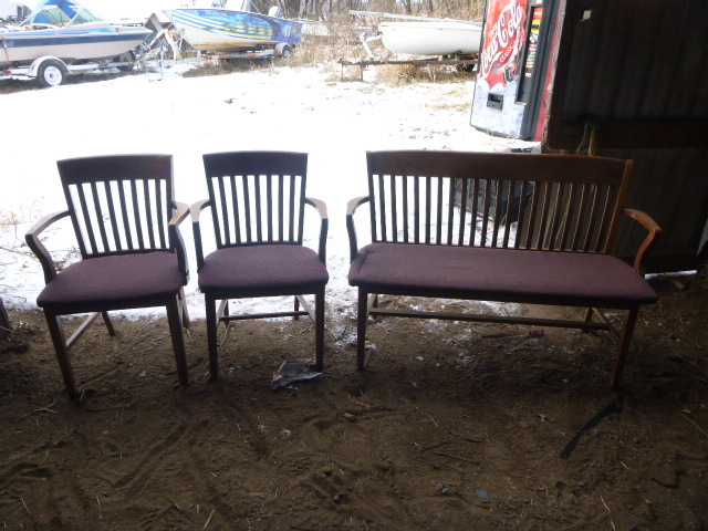 lot 11 image: Wooden Bench and 2 Chairs